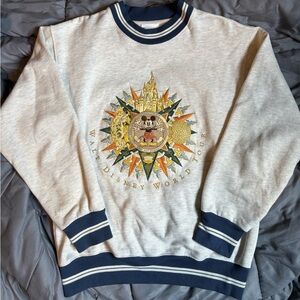 Disney White and Blue Crewneck Sweater with Celestial Design